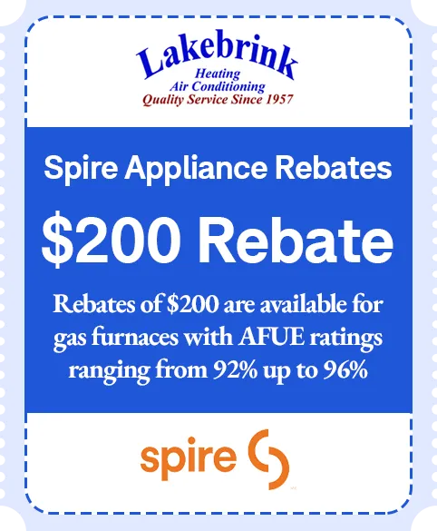 $200 Rebate Rebates of $200 are available for gas furnaces with AFUE ratings ranging from 92% up to 96%