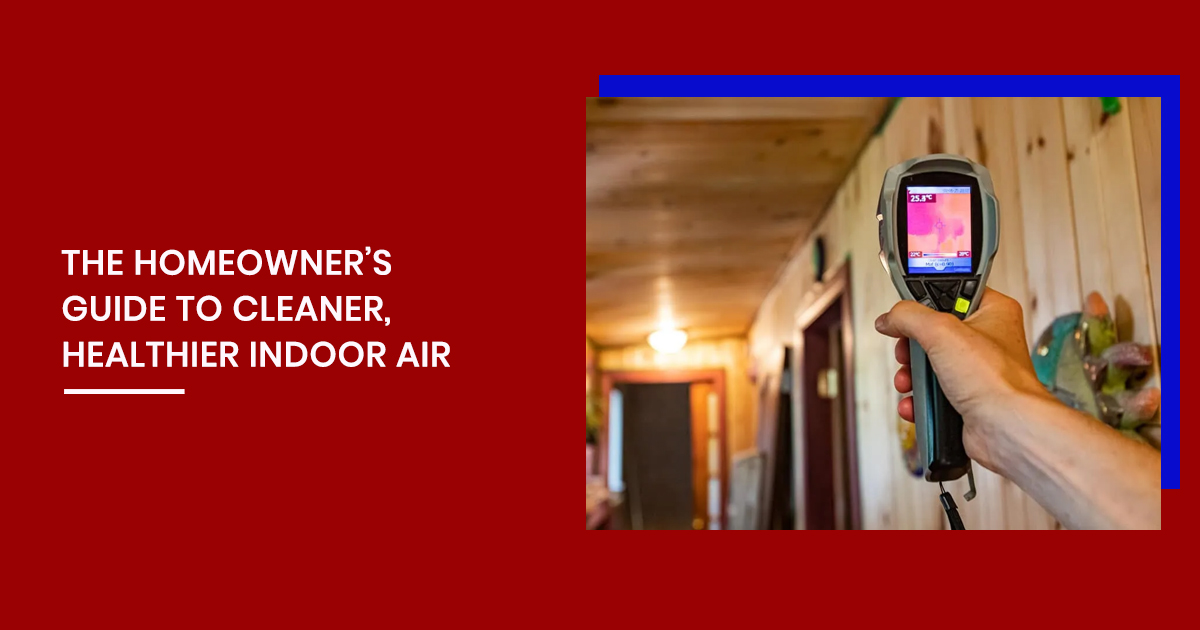 DIY Indoor Air Quality Testing at Home Home air quality monitor on a table displaying PM2.5, humidity, and temperature readings inside a living room.